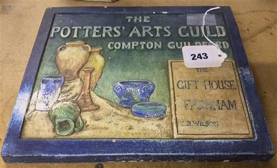 Compton Pottery Art Guild shop plaque, The Gift House, Farnham (a.f)